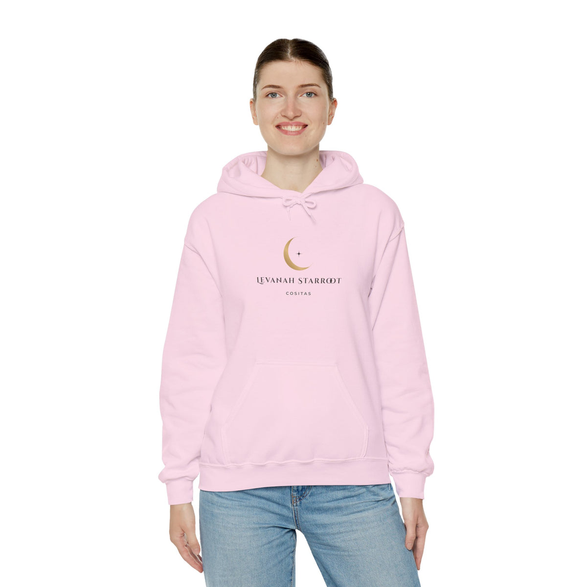 Celestial Moon & Star Hoodie — 'Levanah Starroot' Elegant Astrology Sweatshirt