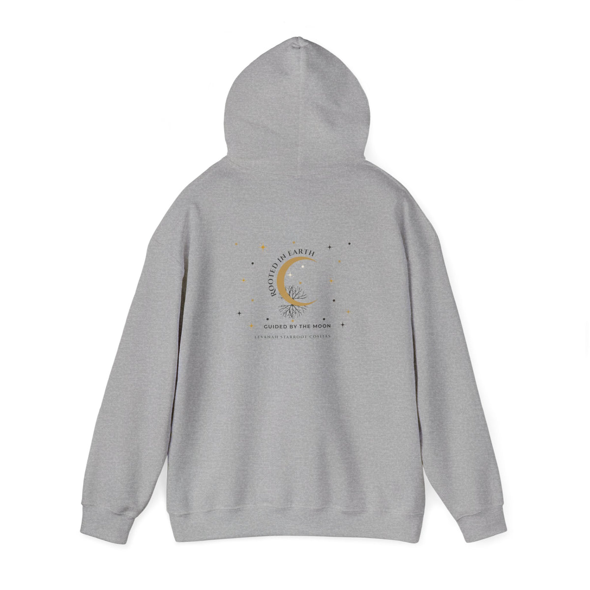 Celestial Moon & Star Hoodie — 'Levanah Starroot' Elegant Astrology Sweatshirt