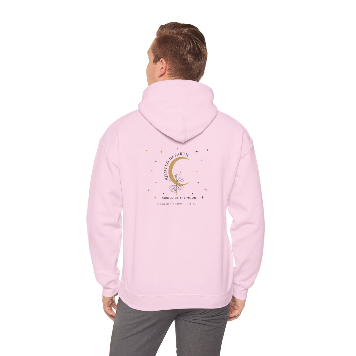 Celestial Moon & Star Hoodie — 'Levanah Starroot' Elegant Astrology Sweatshirt