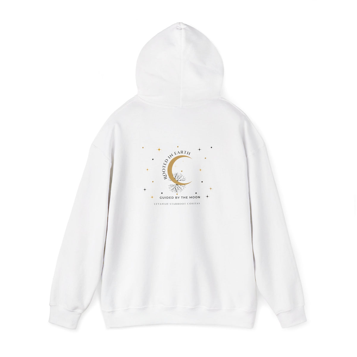Celestial Moon & Star Hoodie — 'Levanah Starroot' Elegant Astrology Sweatshirt