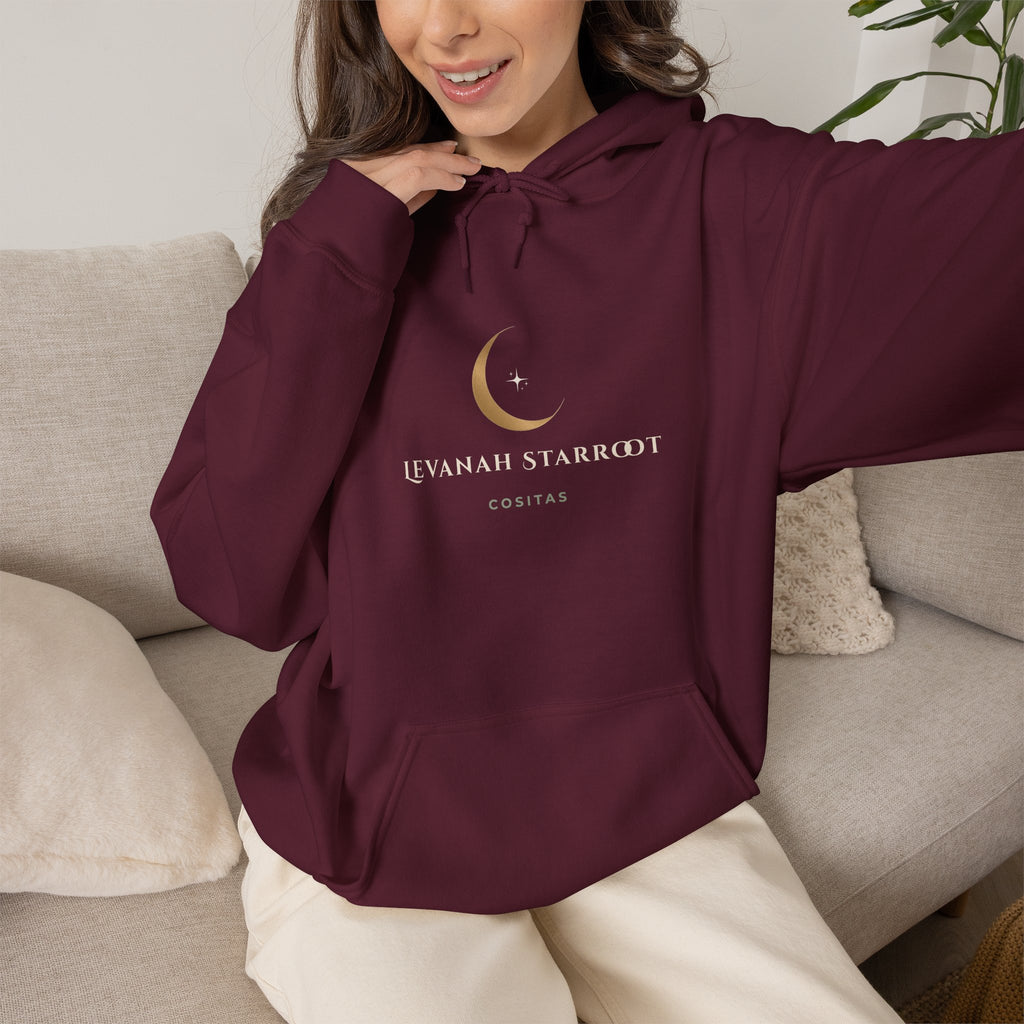 Celestial Moon Hoodie — 'Levanah Starrot' Crescent Moon Graphic Hoodie