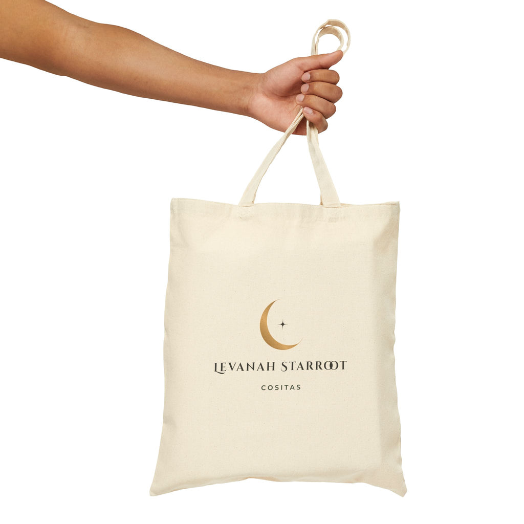 Moon Crest Cotton Tote—Minimal Celestial Canvas Bag with Crescent Moon Design